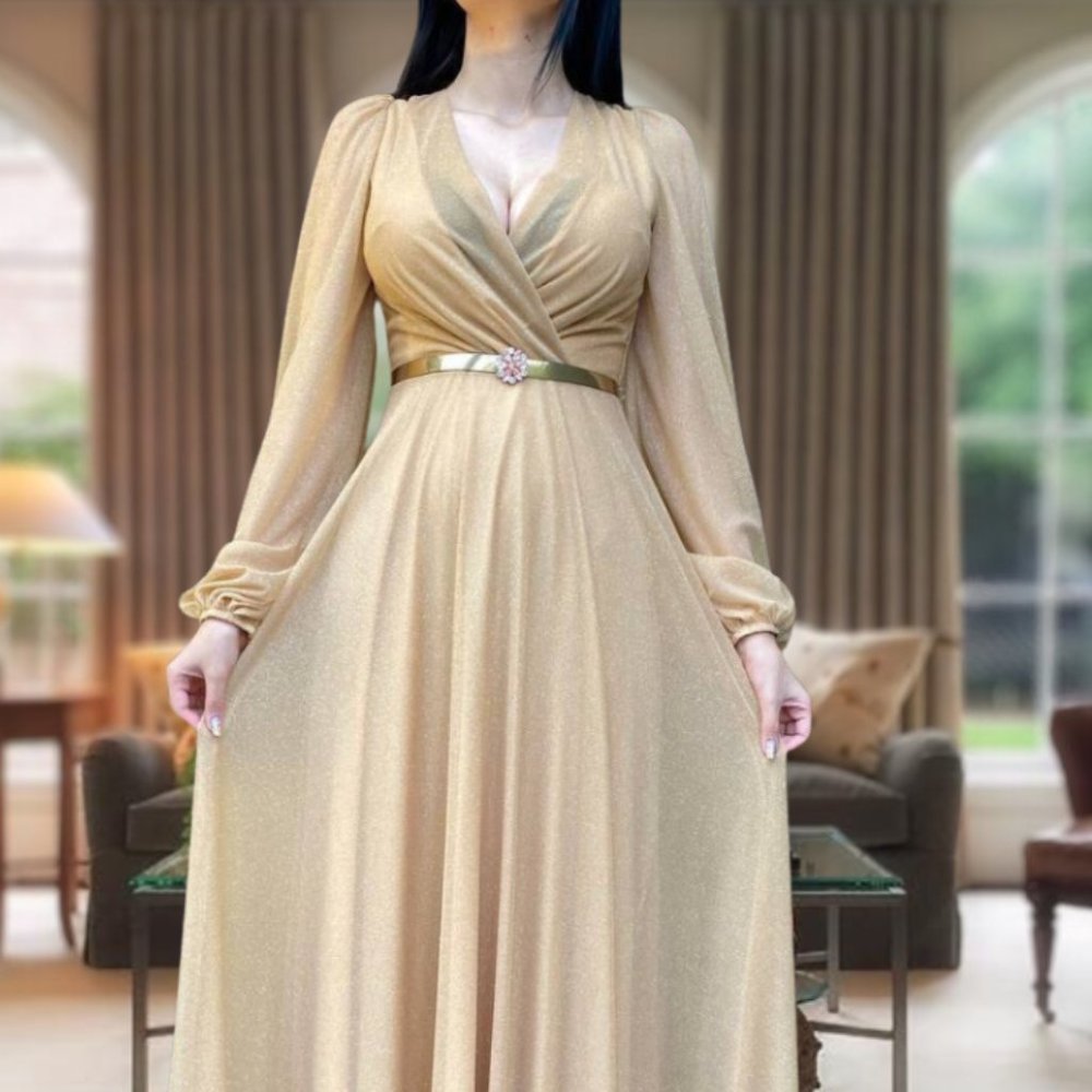 Enchanting Elegance: Woman's Stunning Evening Gown